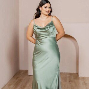 Skye Satin Bridesmaid Dress in Silver Sage